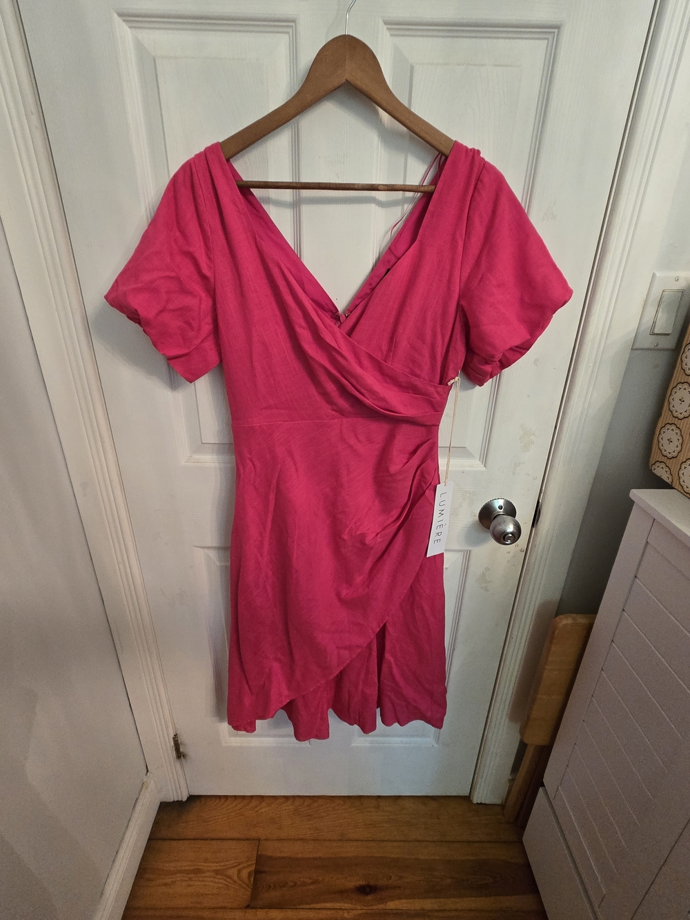Lumiere Hot Pink Wrap-Style Mini Dress